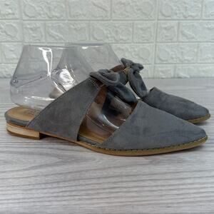 Journee Collection Telulah Mule Flats SZ 7.5 Faux Suede Gray Pointed Toe Slip On